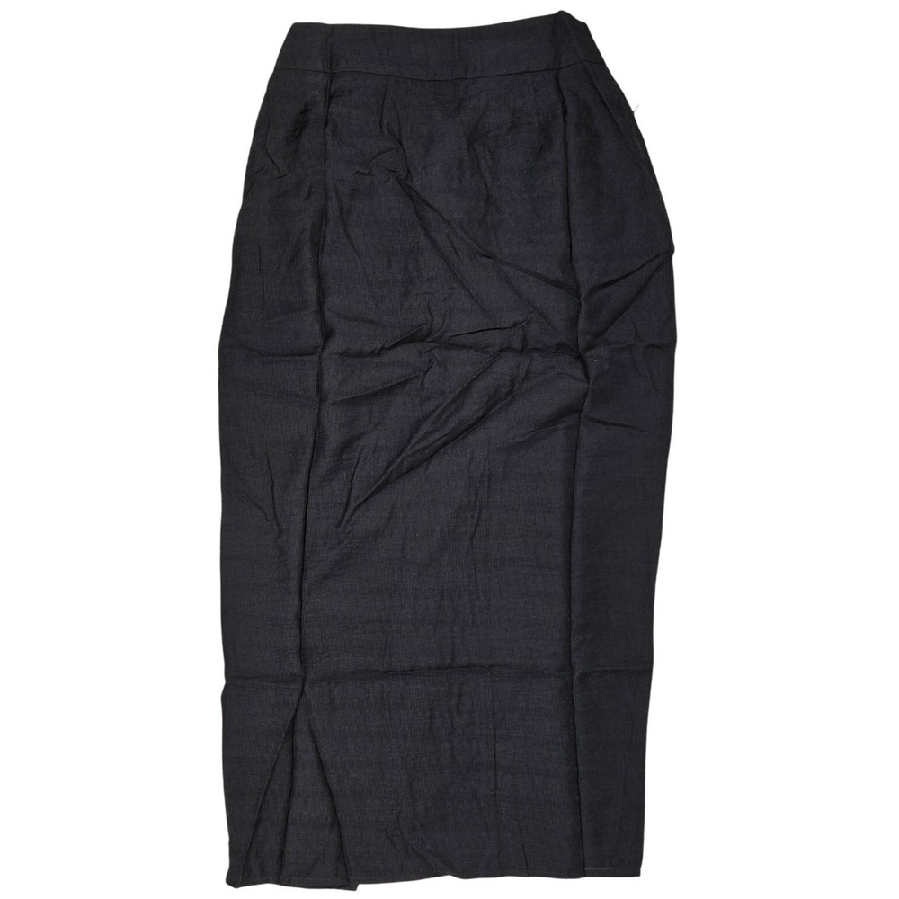 Area Stars Neela Skirt Black Linen Blend Knot‎ Front Slit Midi Skirt Small NEW - Picture 2 of 7